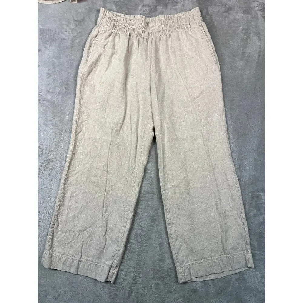 Linen Pants & Shorts Set Beige Medium Casual - Picture 3 of 7